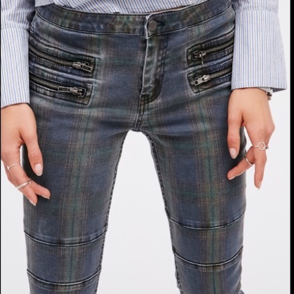 Free People Lennon Plaid Skinny Pants Size 27
